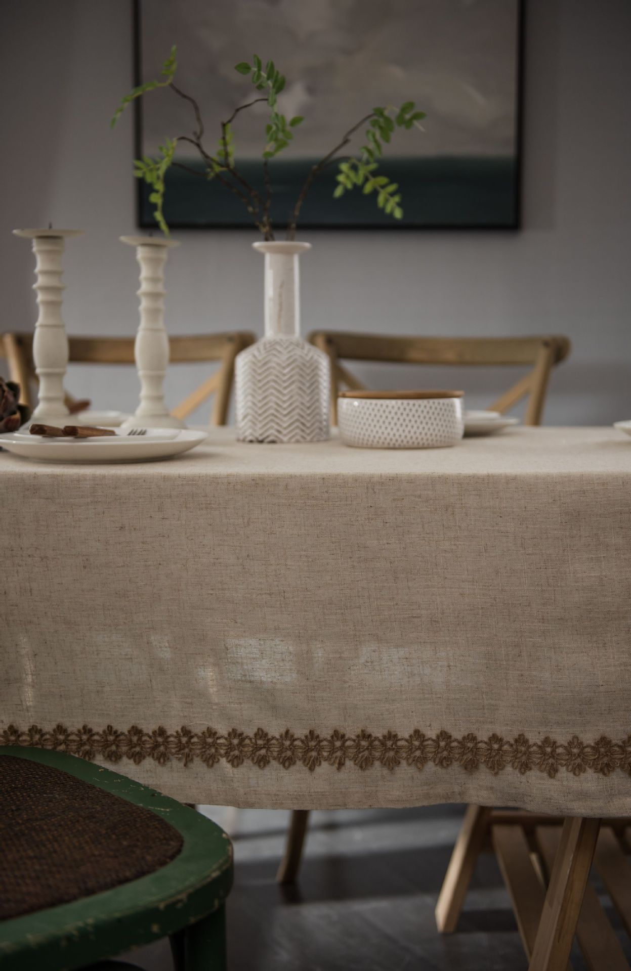 Tablecloth Jute Lace Trim Polyester-linen Dining Tablecloth Coffee Table Cloth Fabric Rectangular 7e0ed67d Cde1 46e1 A9a0 2ba946cc590a