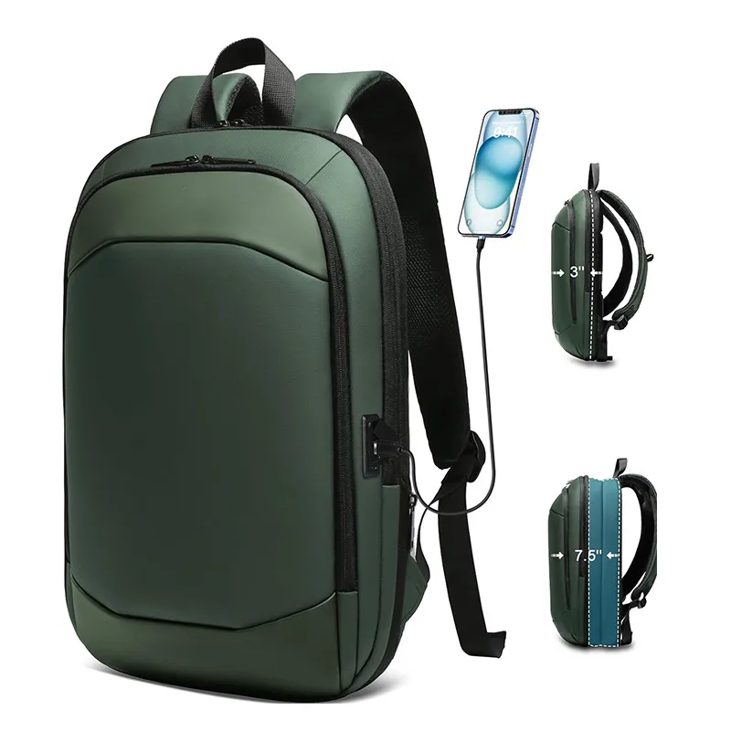 Computer Backpack Belt USB Charger Port - Green
