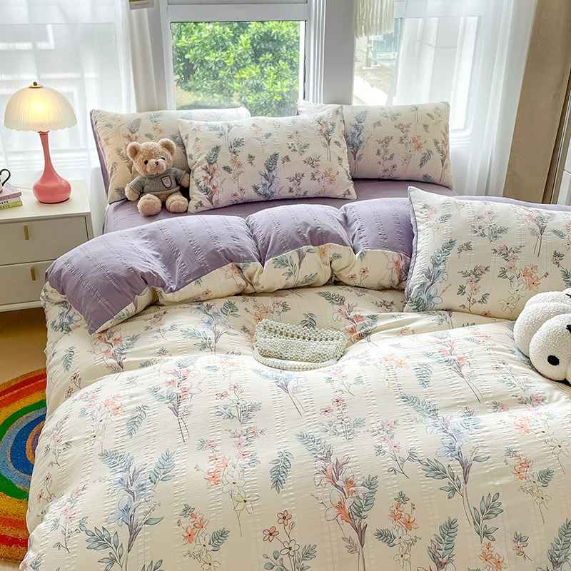 Aerobic Jacquard Cloud Yarn Cotton Four-piece Set Soft Skin-friendly - Image 3