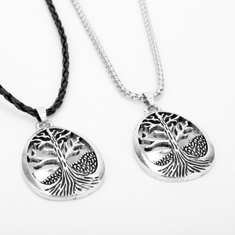 Hollow Tree Of Life Pendant Necklace Retro Hip Hop Long Sweater Chain