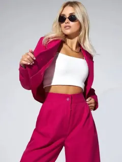 Fashion Casual Short Small Suit Slim Suit Women's Suit - Rose Red - View 1