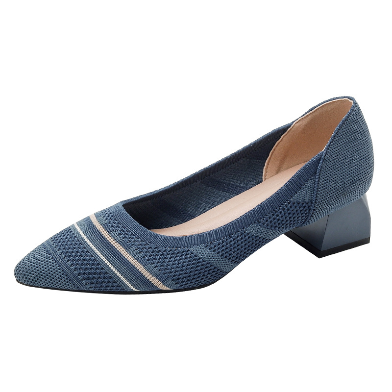 Flyknit Pointed-Toe Chunky-Heeled Pumps