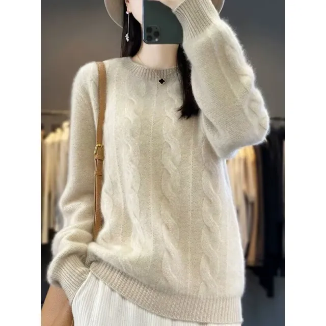 Pullover Cashmere Knitted Underwear Top Raw Velvet Beige - Shop at LoveMi