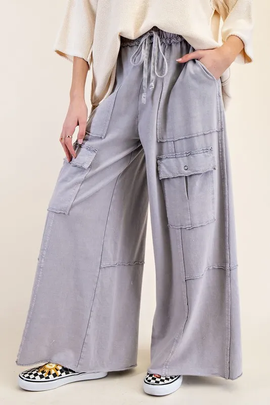 Women's Casual Working Pants High Waist Large Pocket Straight leg Pants Gray - Shop at LoveMi