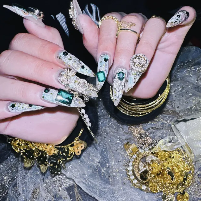 Original Lucky Paper Drunk Fan Luxury Nail Stickers Long Tip - Shop at LoveMi