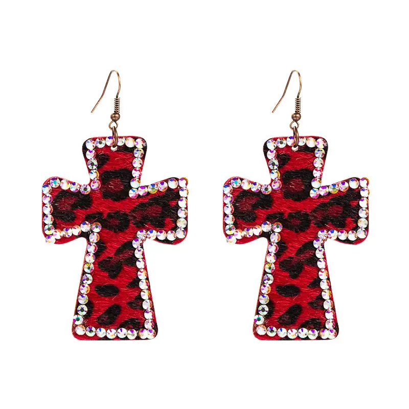 Leopard Cross Earrings Y2g Millennium Hot Girl Niche Earrings