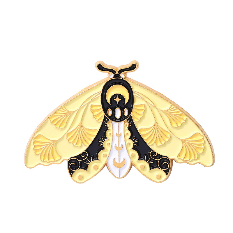 Cartoon Cute Moth Butterfly Insect Golden M Badge Biology Subject Student Bag Ornament Brooch Accessories