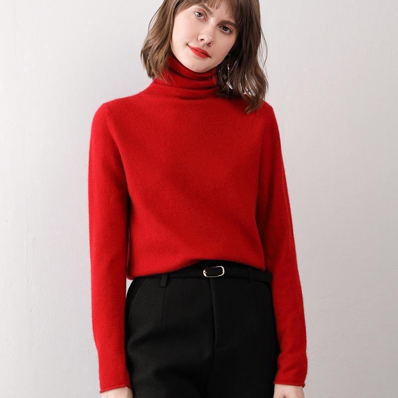 Turtleneck Western Style Inner Wear Thin Knitted Cashmere Sweater Default - Shop at LoveMi