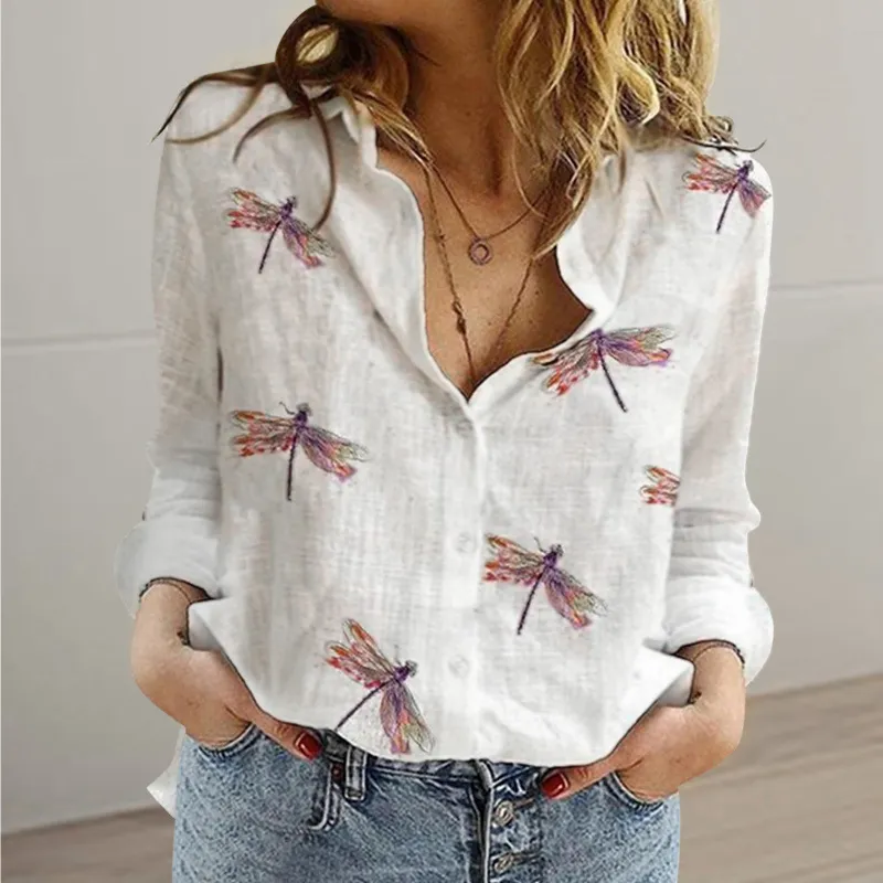 Women's Long Sleeve Lapel Geometric Print Fashion Casual Cardigan - Sf5734