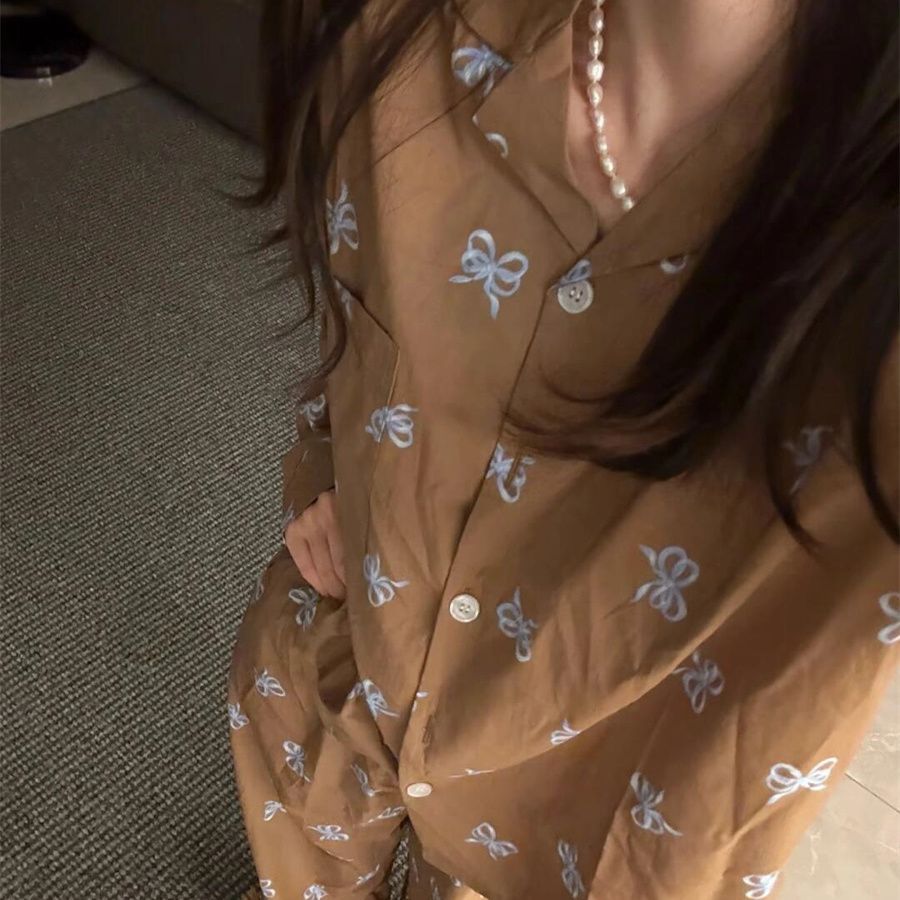 Women's Loose Casual Trousers Homewear Suit Outerwear Picture Color S - Shop at LoveMi