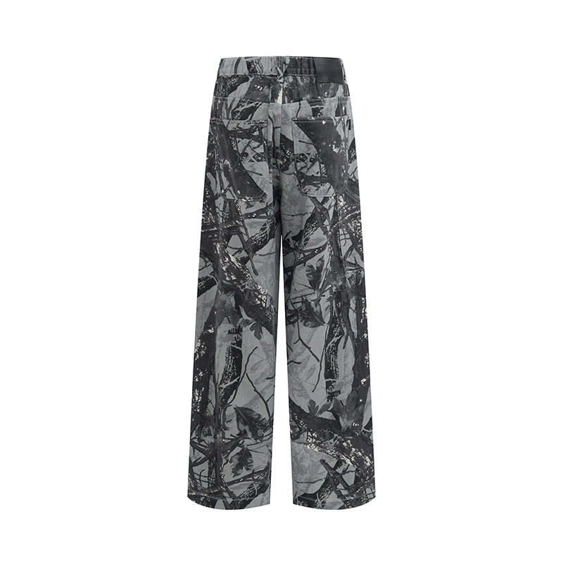 Loose American Retro Camouflage Workwear Wide Leg Pants - Image 3