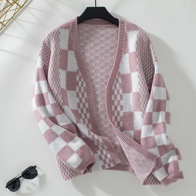 Women Sweater Loose Lantern Sleeve Pink - Shop at LoveMi
