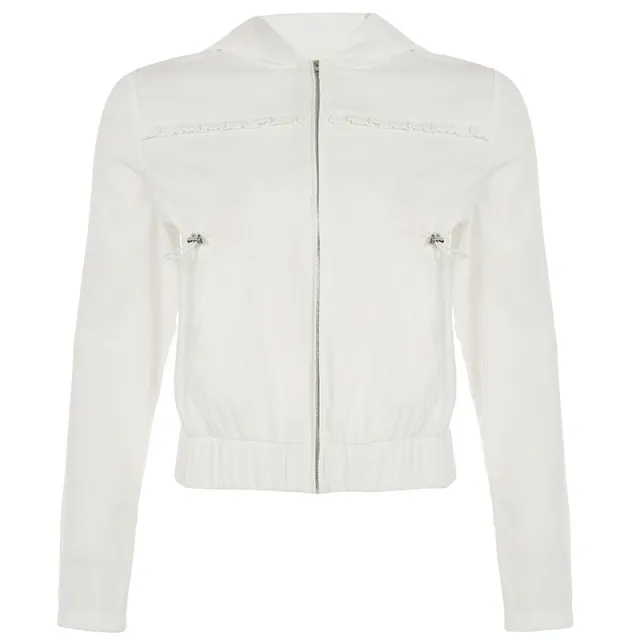 Girls' Design Wooden Ear Motorcycle Jacket White - Shop at LoveMi