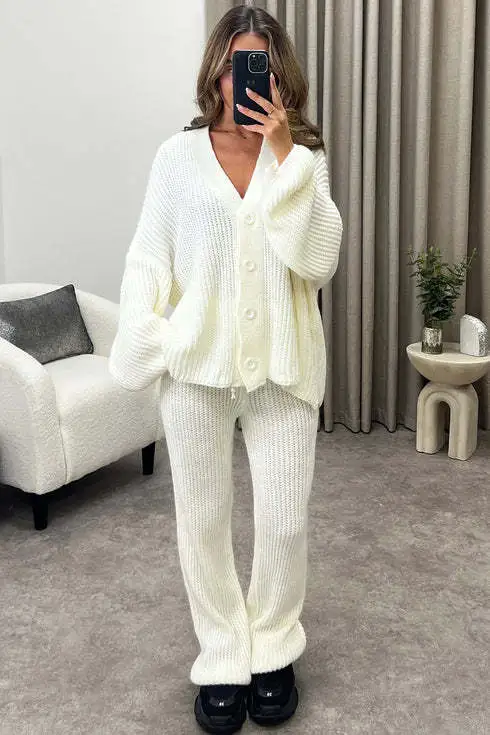 Autumn And Winter New Woolen Casual Thickening Two piece Set For Women White - Shop at LoveMi