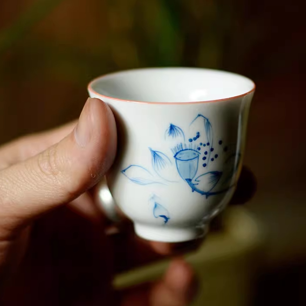 Ceramic Household Hand-painted White Glass Wine Cup