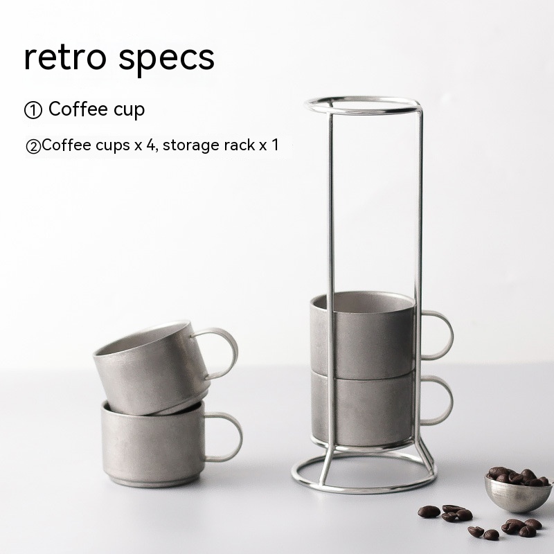 4 Cup Set With Storage Rack