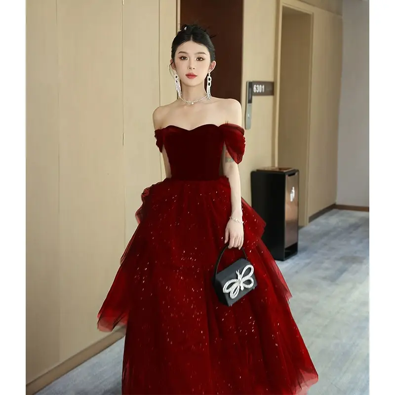 Black Evening Dress Light Luxury Minority French