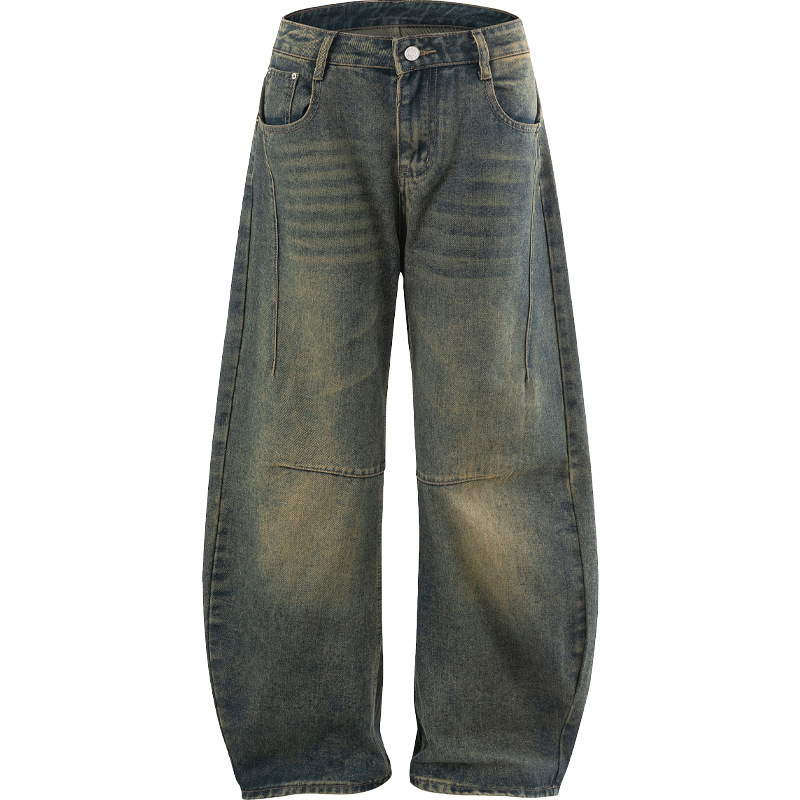 Versatile High-Street Mens Straight-Leg Denim Jeans