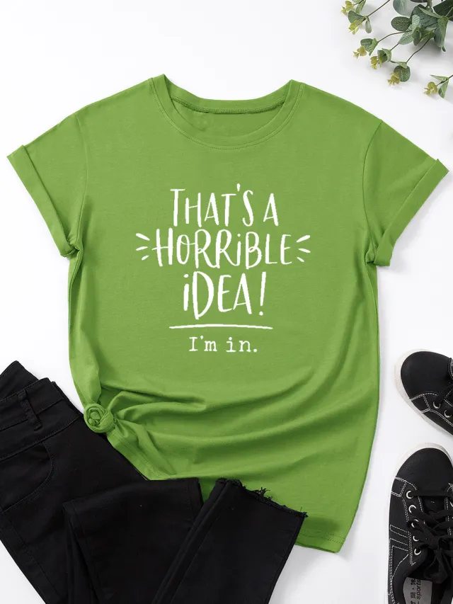Women's Casual Simple Printed Short Sleeve Top Green - Shop at LoveMi