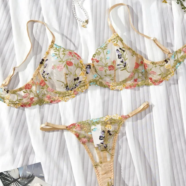 Embroidered Floral Sling Underwear Set Red - Shop at LoveMi