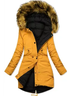 Women's Hooded Fur Collar Cotton-padded Coat Warm Winter Thick Coat - Yellow - View 1