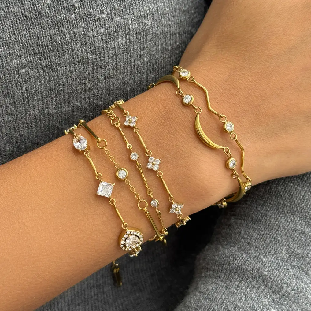 Jeding European And American-style Stainless Steel Zircon Bracelet