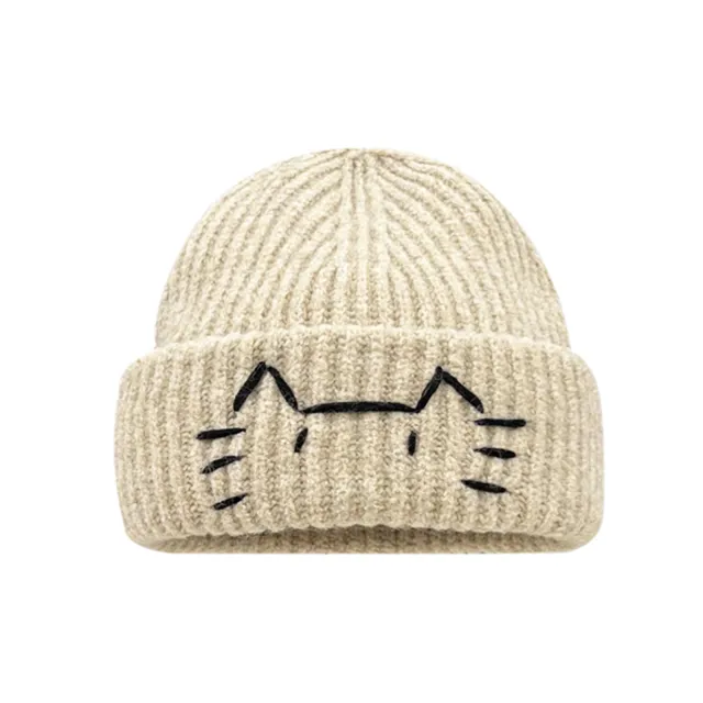 Cute Line design Cat Knitted Hat For Womenkeeps You Warm In Fall And Winter Khaki - Shop at LoveMi