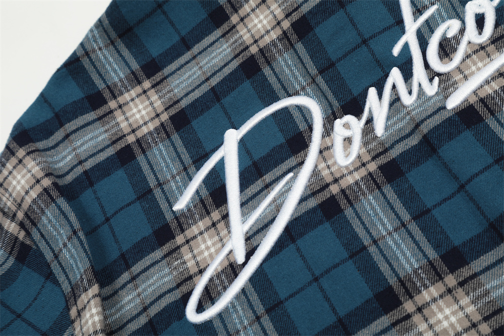 Plaid Embroidered Letters Shirt Coat Spring And Autumn