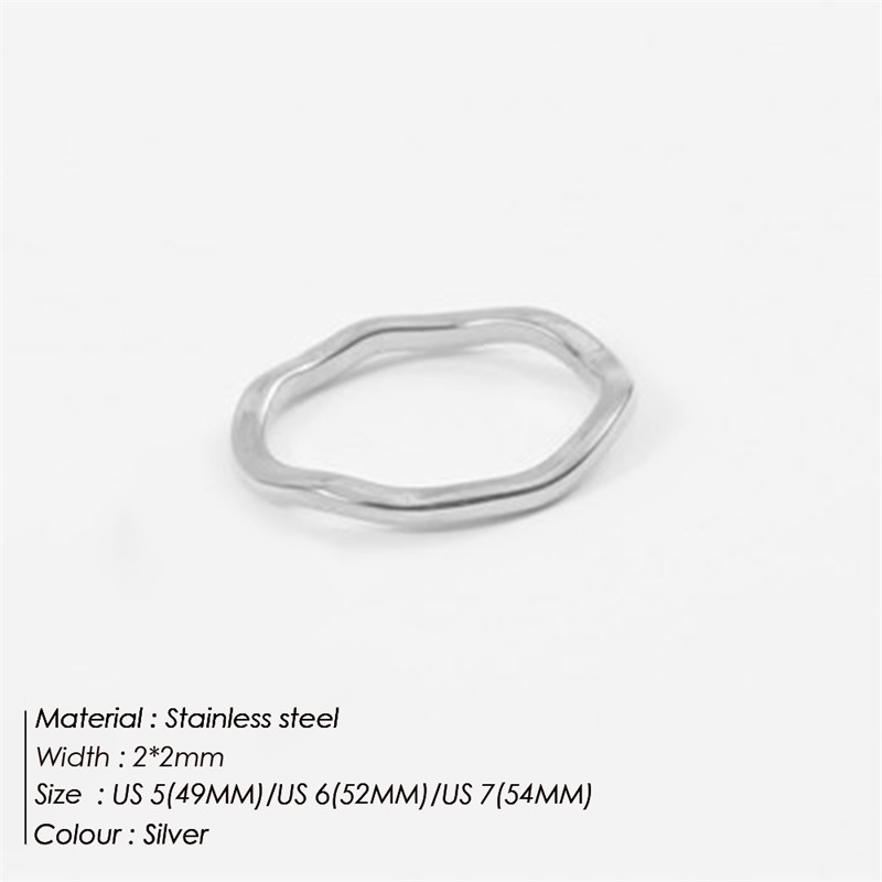 Curved Wave-shaped Irregular Plain Band Ring Titanium Steel Ring