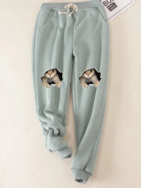 Autumn And Winter New Fleece-lined Warm Leggings - Bean Green