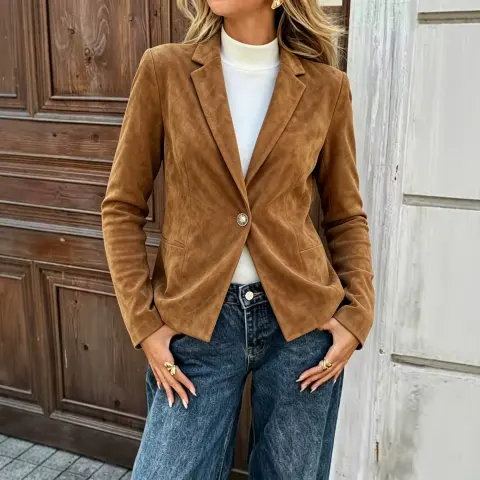 Womens Stylish Slim-fit Versatile Button-up Jacket