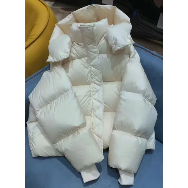 Thick Loose Down Cotton padded Jacket Beige - Shop at LoveMi