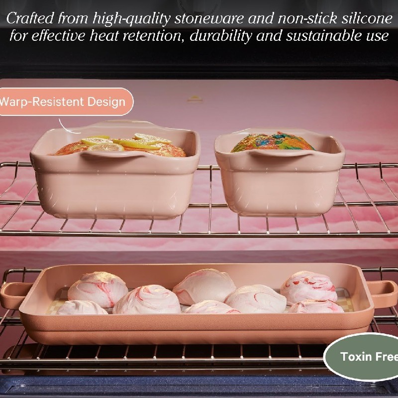 Nordic Style Ceramic Binaural Baking Pan Creative Household Oven Baking Dish Four-piece Set