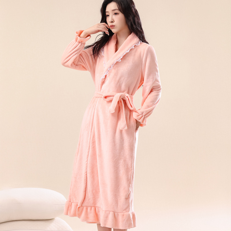 Style Flannel Thick Warm Bathrobe