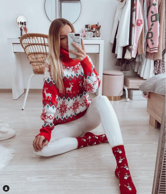 Title 12, New Christmas Jacquard Turtleneck Long Sleeve S...