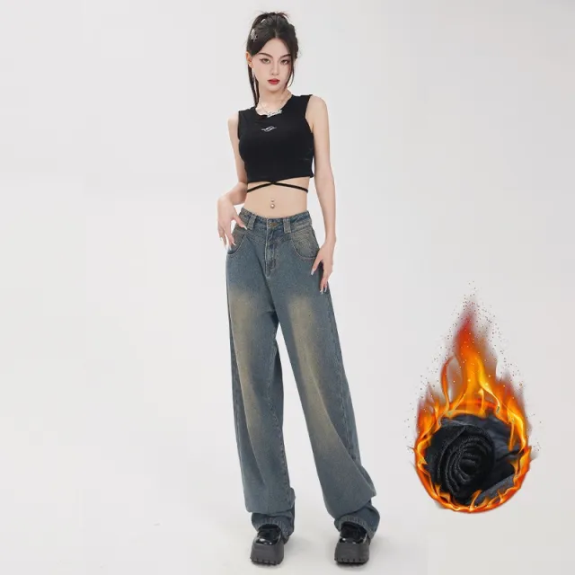 Retro Starry Sky Pattern Women's Loose Fitting Jeans Push Nine Points - Shop at LoveMi