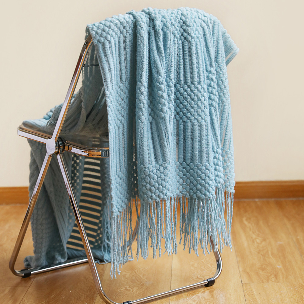 Knitted Throw Blanket with Tassels, picture 8 of 11