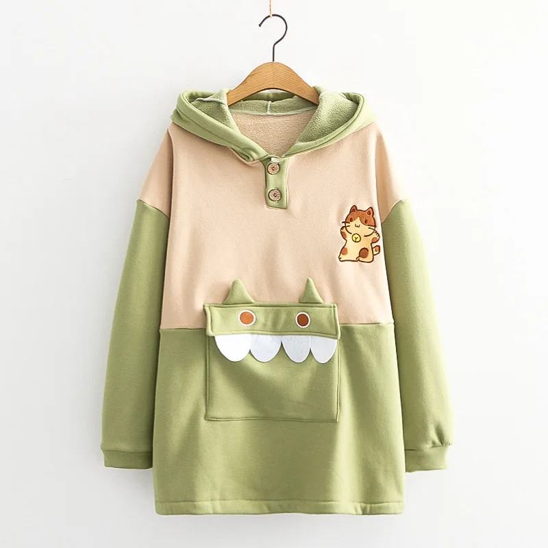 Title 5, Hooded Cat Color Matching Padded Sweater