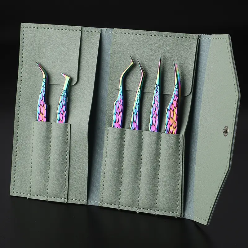 Colorful Stainless Steel Grafting Eyelash Tweezers Full Series Manicure Implement