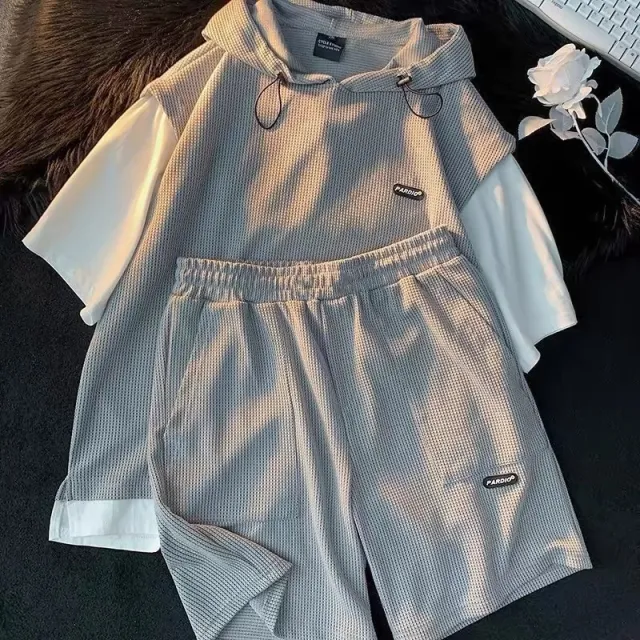 T shirt And Shorts Two piece Set Loose Casual Gray - Shop at LoveMi