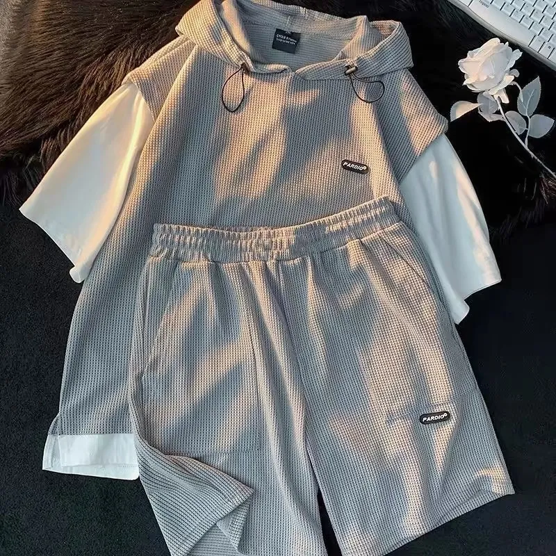 T-shirt And Shorts Two-piece Set Loose Casual - Gray