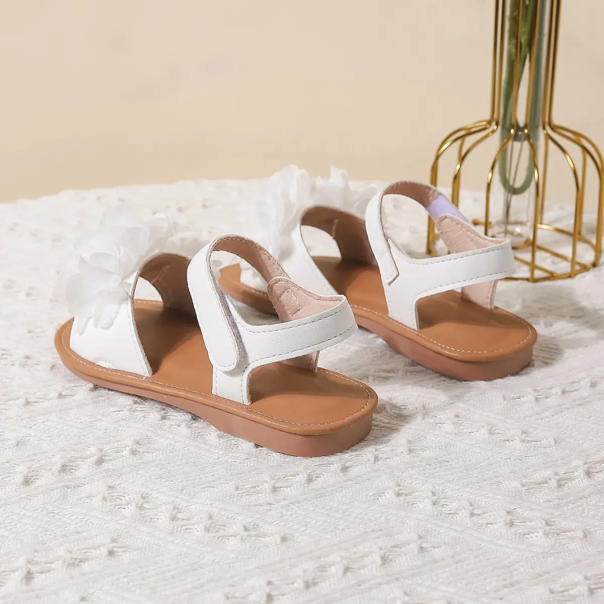 Girls' Net Yarn Flowers Breathable Beach Sandals