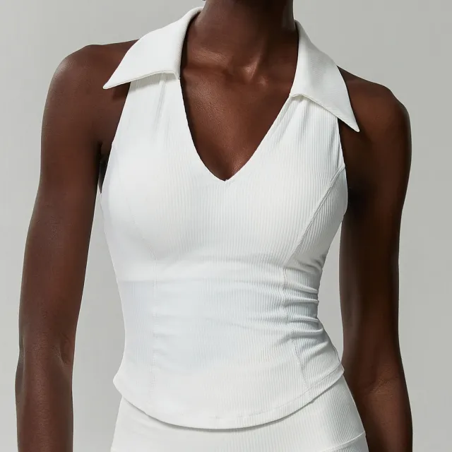 Shockproof Quick drying Plus Size V neck Sports Top White - Shop at LoveMi