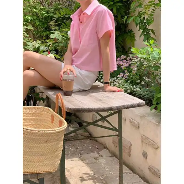 Versatile Candy colored Single breasted Shirt Pink - Shop at LoveMi