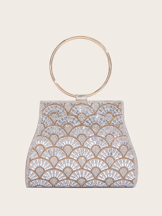 Dinner Bag Inlaid With Diamond PU European And American Chain Gold - Shop at LoveMi