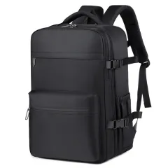 Large Capacity Vacuum Compression Backpack - Black - View 1