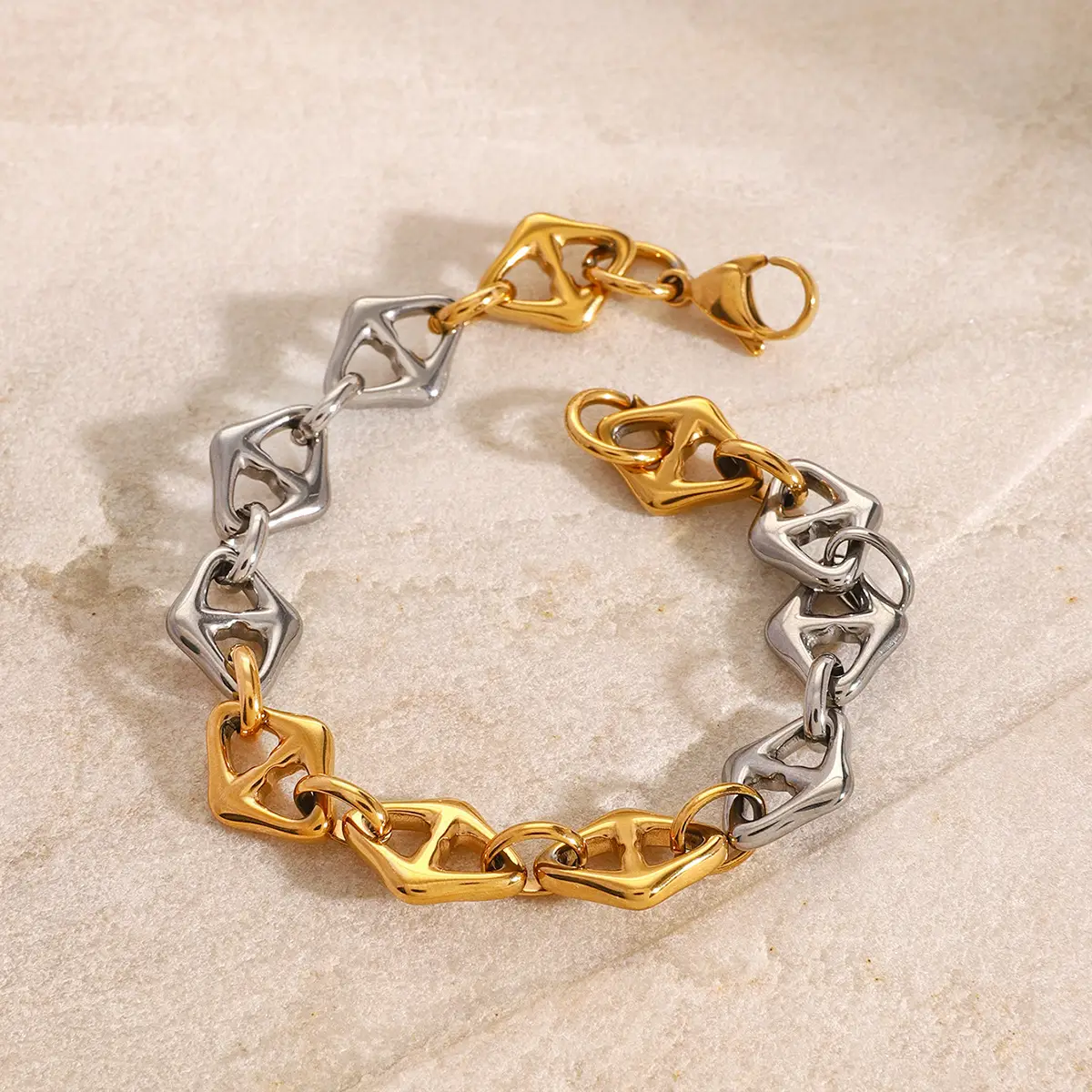 Stainless Steel Color Matching Bracelet Metal Chain Ins Hand Ring