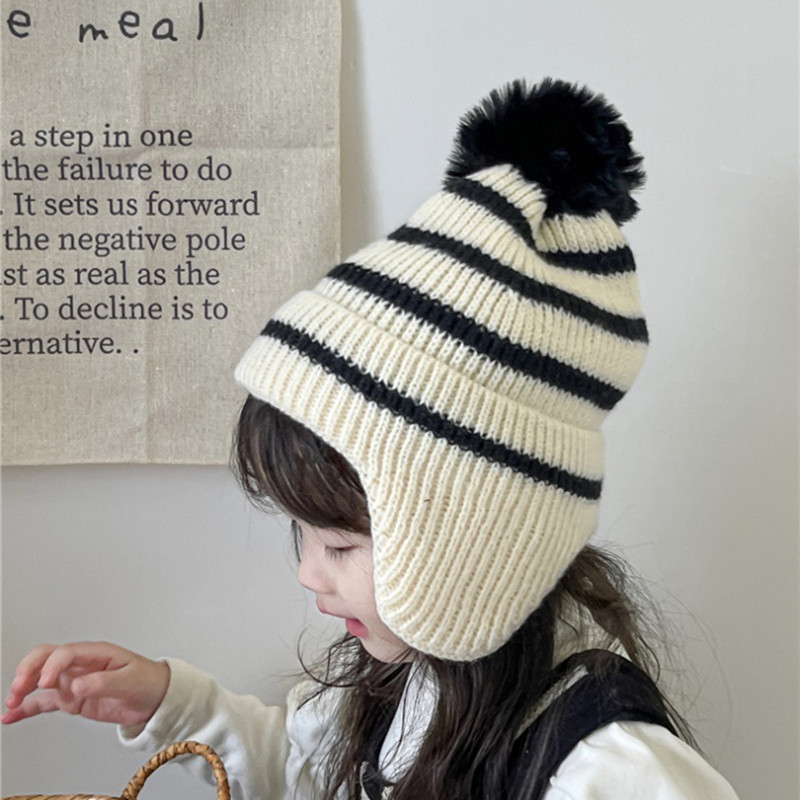 Hat Girls' Wool Stripe Warm