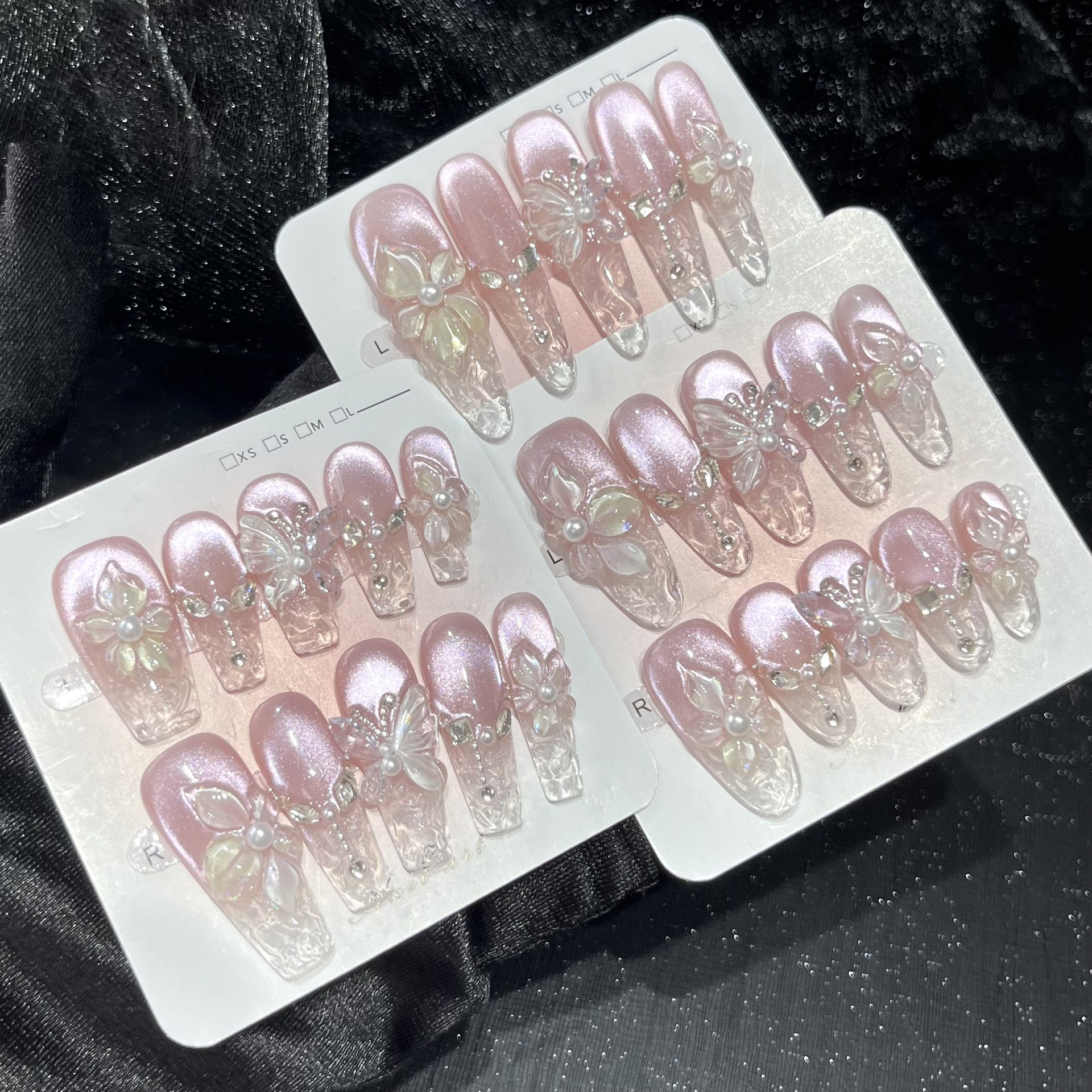 Hand-carved Three-dimensional Flower Petalspurely Handmade Wearable Nails