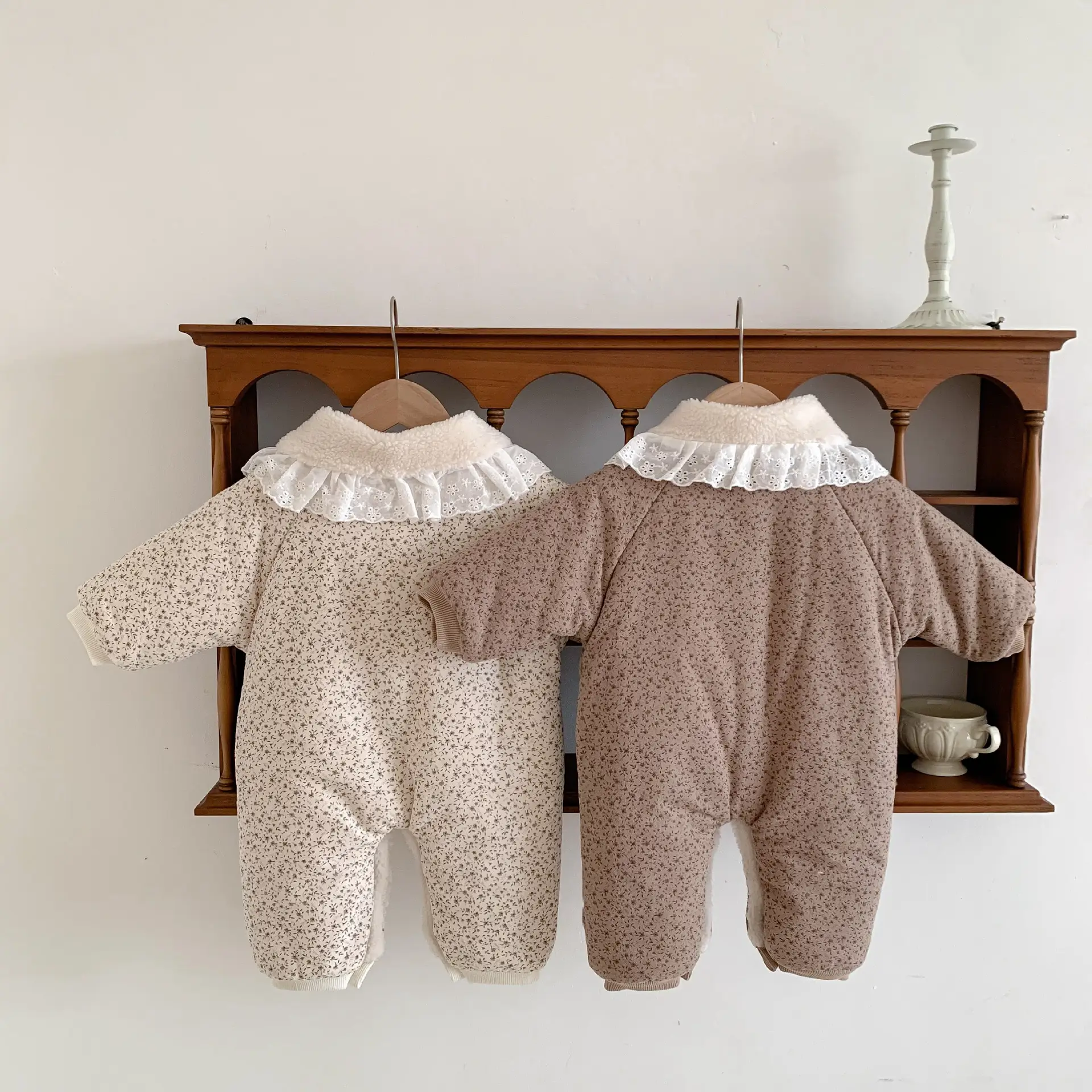 Children's Floral Warmth Retention Material Thickened Jumpsuit Romper